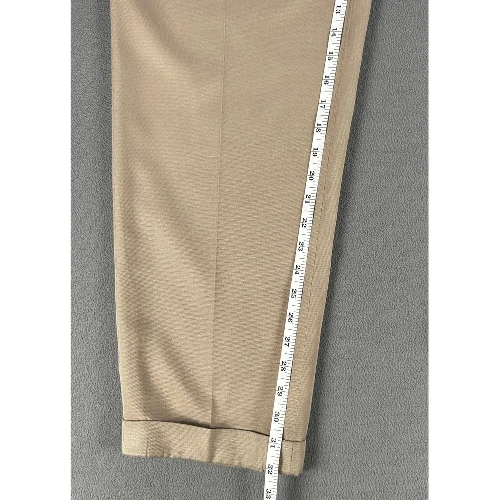 Polo Ralph Lauren Pants Slacks 36x32 Beige Pleated Cuffed Polyester Old Money